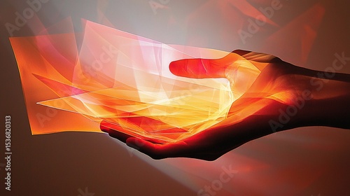 A hand holding a radiant, abstract energy form