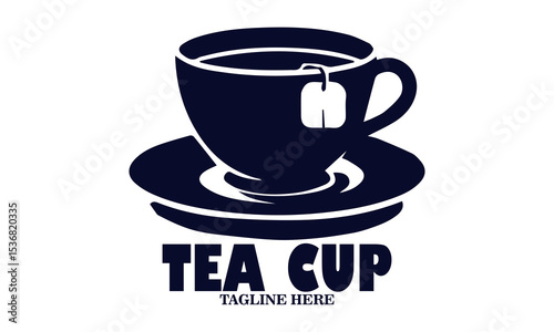 Illustration vector of a tea cup and a dangling tea bag sketch and tea cup logo icon