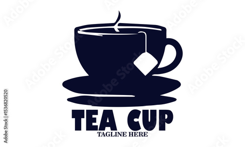 Illustration vector of a tea cup and a dangling tea bag sketch and tea cup logo icon