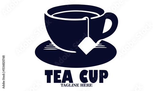 Illustration vector of a tea cup and a dangling tea bag sketch and tea cup logo icon