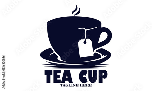 Illustration vector of a tea cup and a dangling tea bag sketch and tea cup logo icon