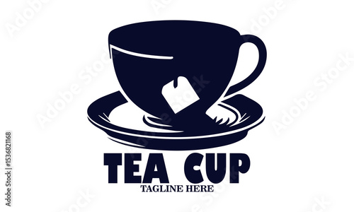 Illustration vector of a tea cup and a dangling tea bag sketch and tea cup logo icon