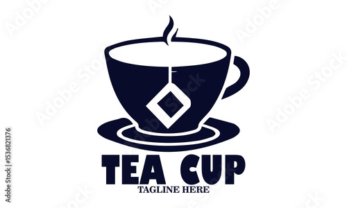 Illustration vector of a tea cup and a dangling tea bag sketch and tea cup logo icon