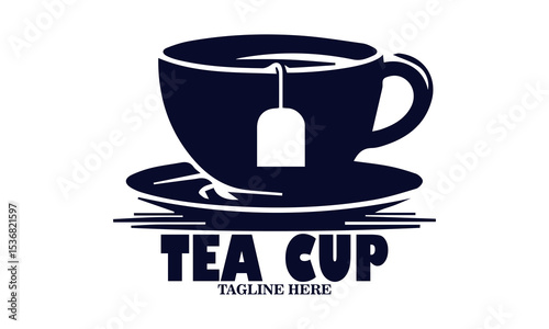 Illustration vector of a tea cup and a dangling tea bag sketch and tea cup logo icon