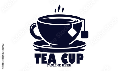 Illustration vector of a tea cup and a dangling tea bag sketch and tea cup logo icon