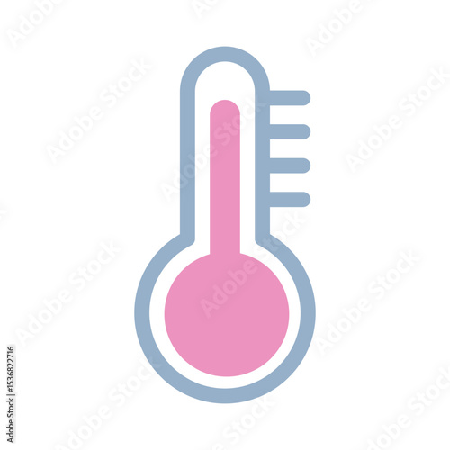 Vector illustration of the thermometer icon in blue and pink colors. The weather forecast icon.