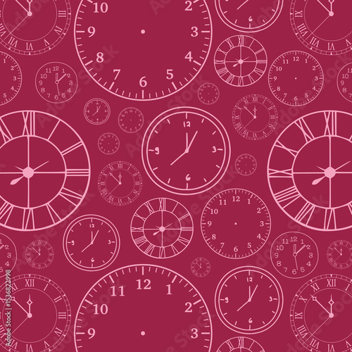 Stylish beautiful clock vector pattern. Time, watch, schedule, business, management, plan, work and urgency concept. Vector illustration