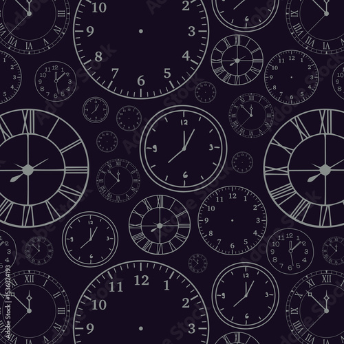 Stylish beautiful grey clock vector pattern. Time, watch, schedule, business, management, plan, work and urgency concept. Vector illustration