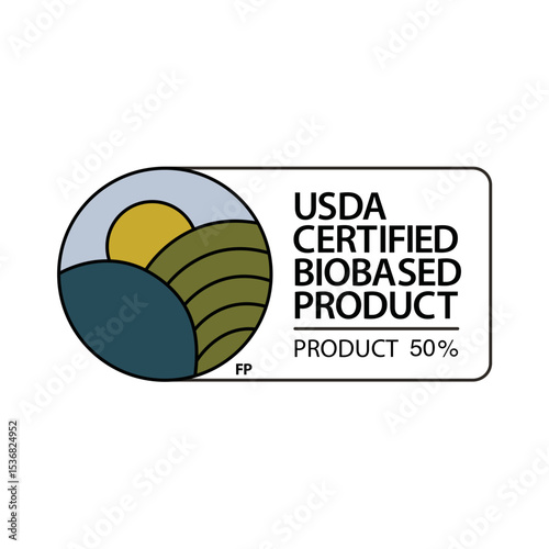 Food Certified Standard Label USDA Certified Biobased Product 50% LOGO VECTOR