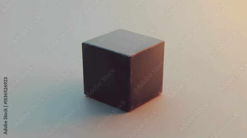 Fototapeta premium Dark Gray Cube Minimalist 3D Render Abstract Background
