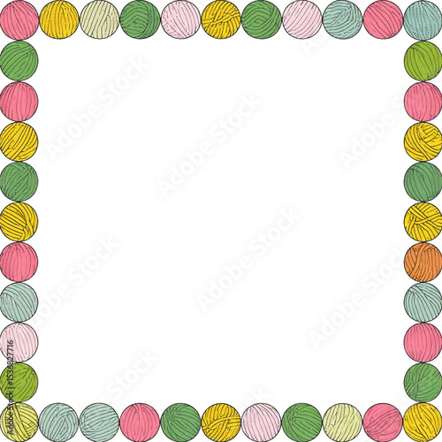 border pattern made from balls of wool and yarn 