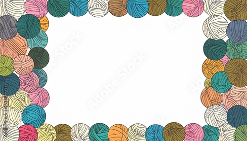 border pattern made from balls of wool and yarn 