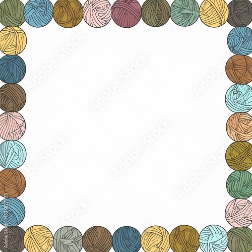 border pattern made from balls of wool and yarn 