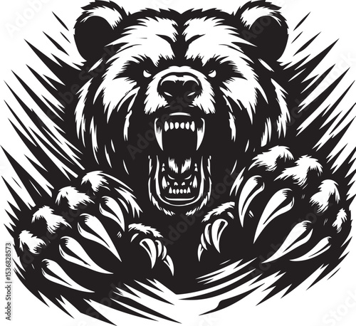 Aggressive Bear Metal Wall Decor SVG