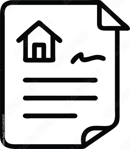 Real estate contract document icon for property agreement home purchase and mortgage application form