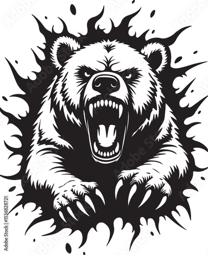 Aggressive Bear Metal Wall Decor SVG