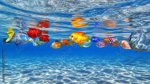 Vibrant Colorful Fish School Underwater Scene