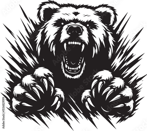 Aggressive Bear Metal Wall Decor SVG