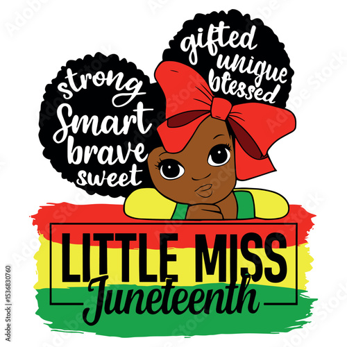 Miss Juneteenth Freedom Black American African Toddler Girl 