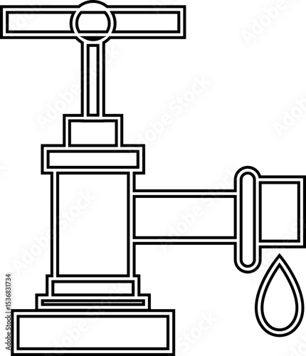 Manual Hand Pressure Pump Silhouette Icon, Water pump icons, Irrigation Vector Line art - Simple Thin Line Premium Quality Design Monochrome Elements, The pumping station where water is pumped