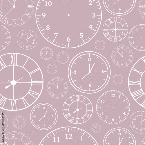 Stylish beautiful clock vector pattern. Time, watch, schedule, business, management, plan, work and urgency concept. Vector illustration