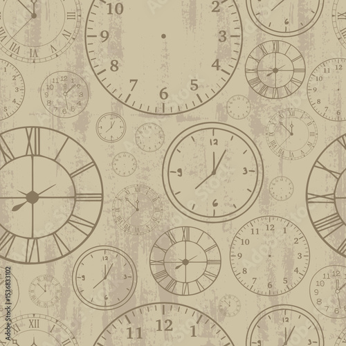 Stylish beautiful clock vector pattern. Time, watch, schedule, business, management, plan, work and urgency concept. Vector illustration