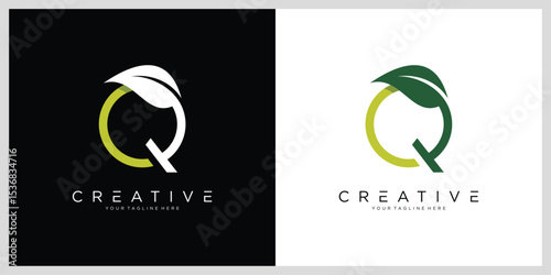 Letter Q Leaf logo design vector template