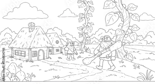 Wallpaper Mural Jack and the Beanstalk Coloring Page Fairytale Illustration Torontodigital.ca