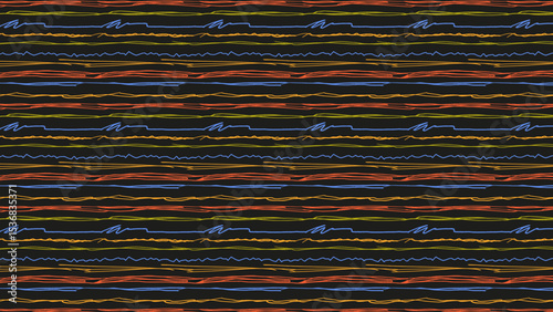 Crayon underline seamless pattern  repeating background made of colorful hand-drawn crayon underlines. Includes wavy, straight, zigzag, and scribbled strokes in multiple bright shades. 
