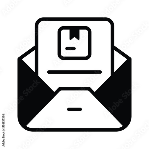 An editable glyph icon of delivery mail  