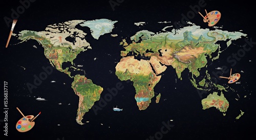 Artistic World Map: A Colorful Journey Across Continents