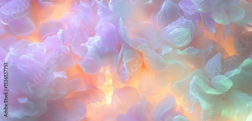 Opalescent blend of blush lavender and light green with glowing dream light