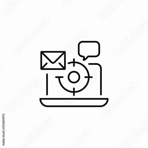 laptop messaging target icon sign vector