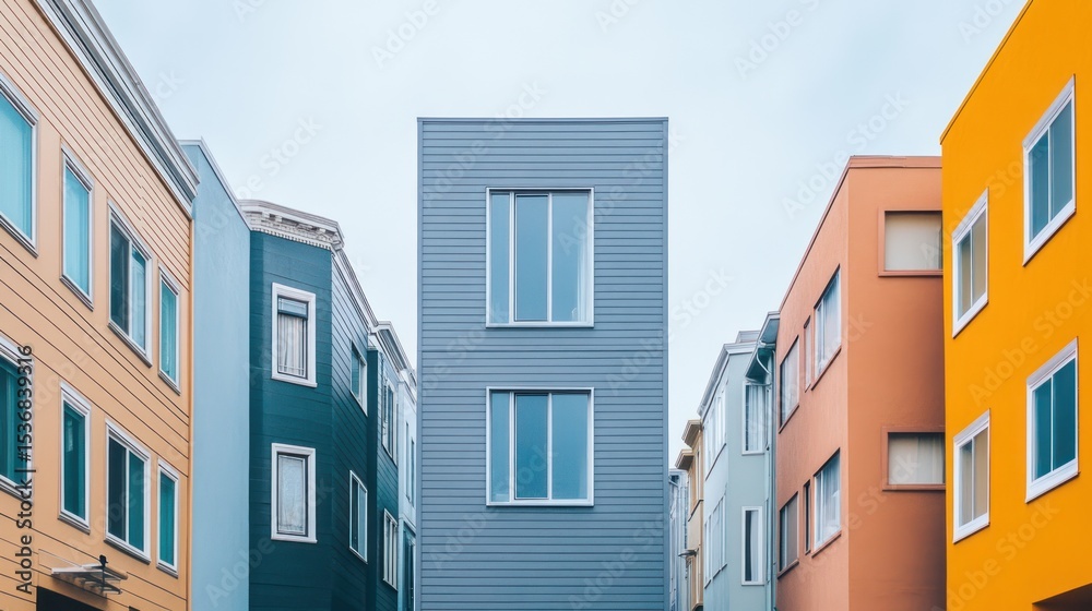 Naklejka premium Urban row houses in vibrant colors