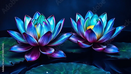 A beautiful purple water lily blossoms in a tranquil pond, embodying the serene beauty of aquatic flora