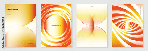 Autumn gradient poster background vector set. Minimalist cover template with geometric shape. Ideal design for social media, banner, autumn season card.