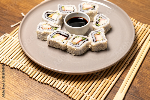 California roll crab sushi in close up