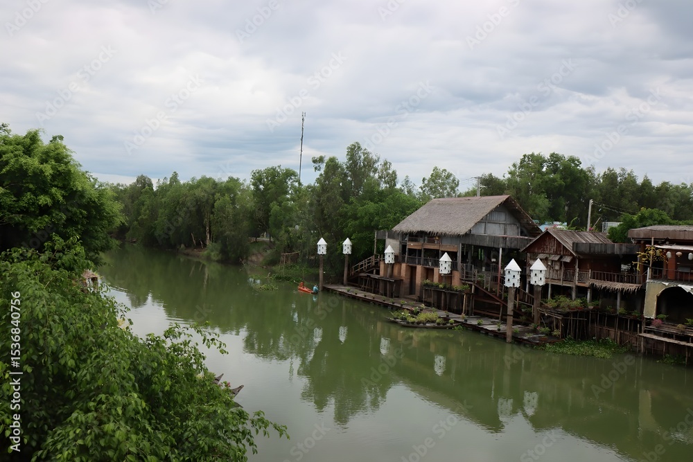 Obraz premium houses on the river