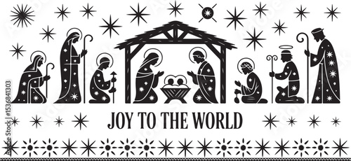 Joy to the world nativity scene silhouette