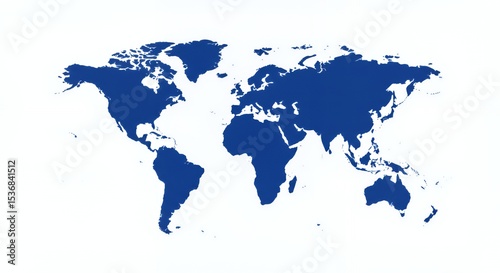 World Map: A Blue Silhouette of Global Continents