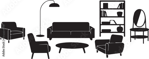 Modern living room furniture silhouette set