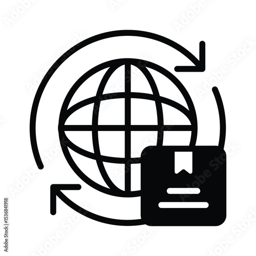 Check out our premium glyph icon of worldwide shipping