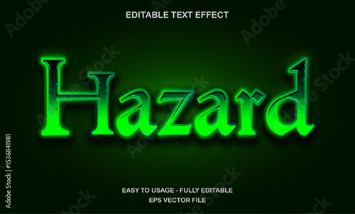 Hazard text, editable text effect template, 3d bold movie text style