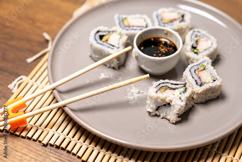 California roll crab sushi in close up
