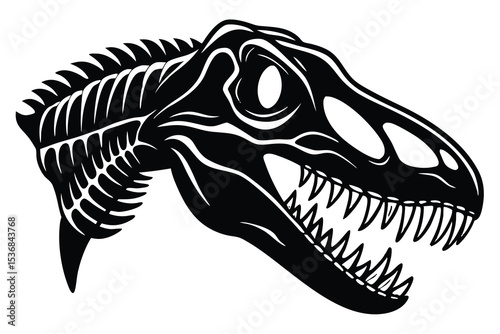 dinosaur skull skeleton silhouette vector illustration ancient reptile fossil head digital artwork