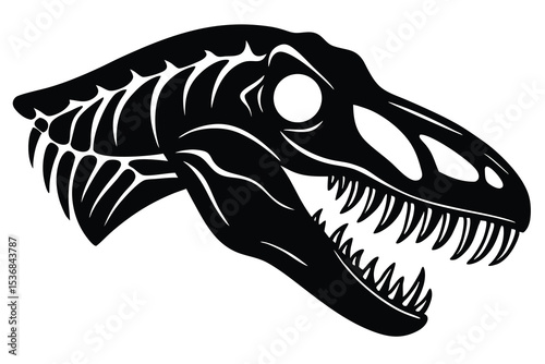 dinosaur skull skeleton silhouette vector illustration ancient reptile fossil head digital artwork