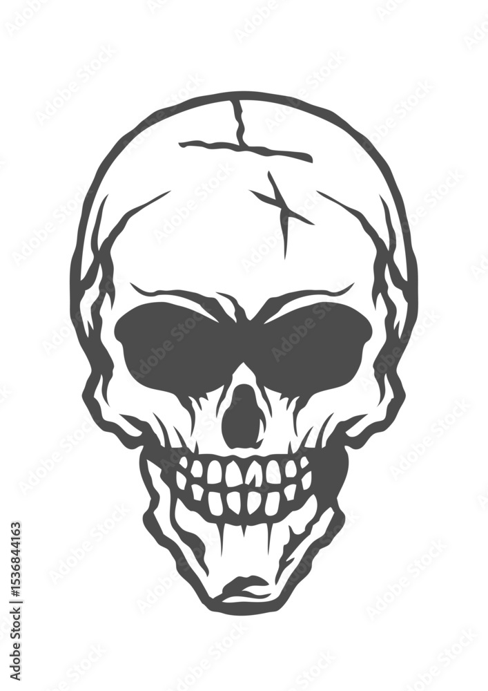 Obraz premium Tete de mort halloween peur dessin crane horreur