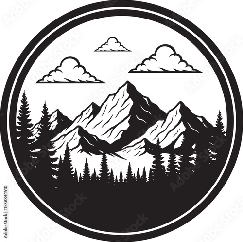 Circular Silhouette Landscape Scene SVG