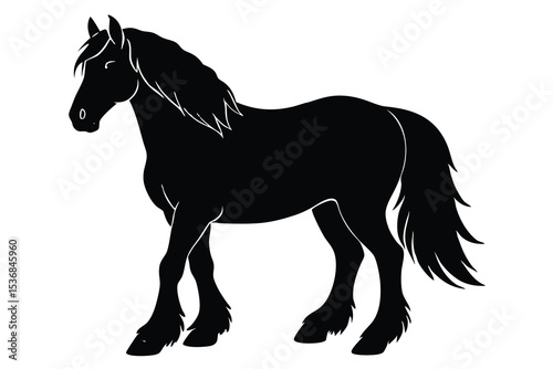 Clydesdale horse silhouette vector elements majestic draft horse simple icon Illustration.