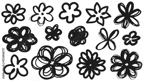 set of floral elements